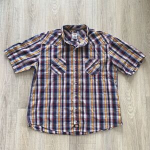 Dickies Blue Red Yellow Plaid Short Sleeve Shirt Pearl Snap Button Down Men 3XL